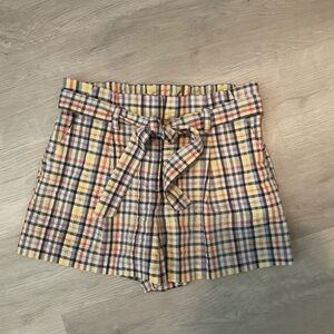 Plaid Women's Shorts with Belt